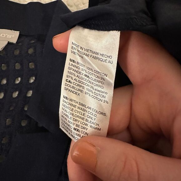 Chicos Navy Blue Eyelet Lace Notch Collar Maxi Dress Size 0.5 (Womens 6) NWT - Picture 10 of 15